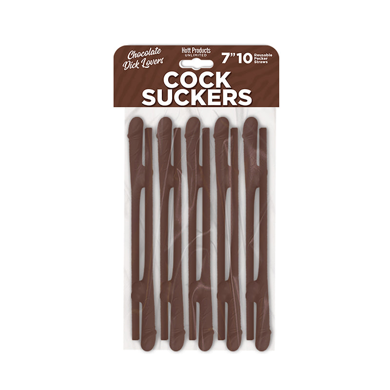 Cock Suckers Pecker Straws Chocolate Lovers 7 inches penis shaped 10 Pack