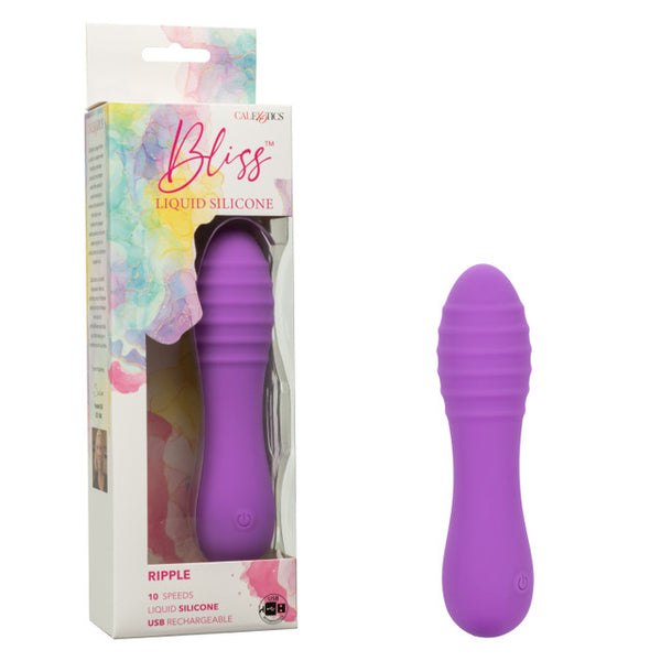 Bliss Liquid Silicone Ripple Rechargeable Vibrator with Clitoral Stimulator