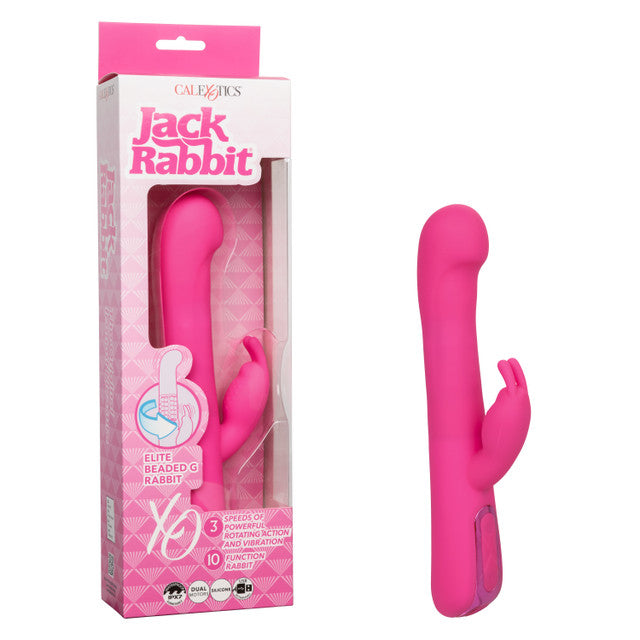 Jack Rabbit Elite Beaded G Rabbit Silicone Rechargeable Vibrator with Clitoral Stimulator