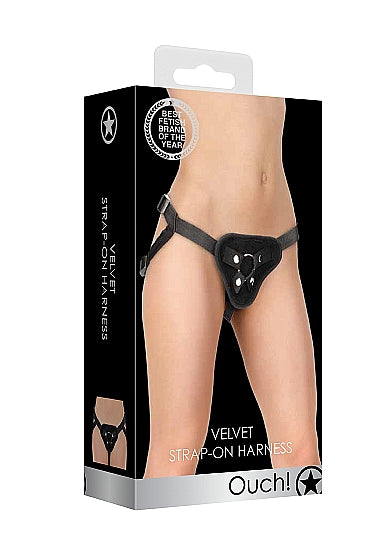 Ouch! Velvet and Velcro Harness with O-Ring