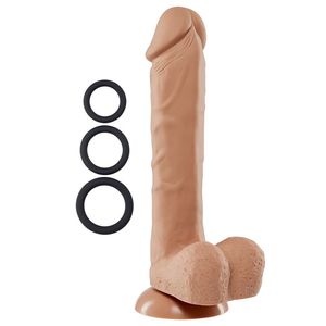 Pro Sensual Premium Silicone Dong with 3 Bonus C-Rings 9in