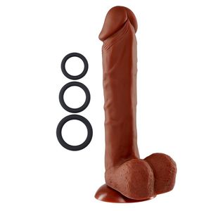 Pro Sensual Premium Silicone Dong with 3 Bonus C-Rings 9in