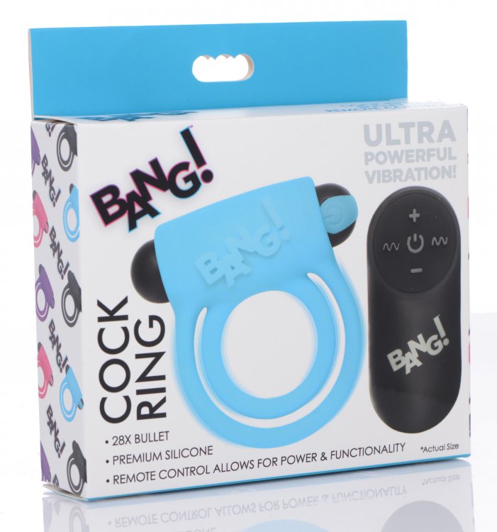 Bang! Silicone Rechargeable Cock Ring and Bullet with Remote Control