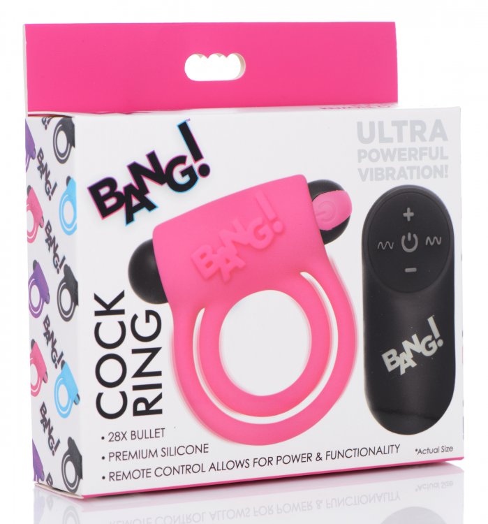 Bang! Silicone Rechargeable Cock Ring and Bullet with Remote Control