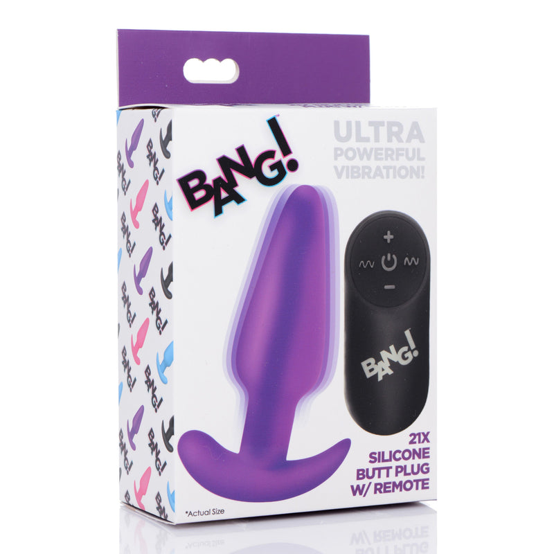 Bang! 21x Vibrating Silicone Rechargeable Butt Plug with Remote Control