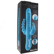 Adam and Eve Toys Eve's Thrusting Triple Joy Rabbit Vibrator Blue