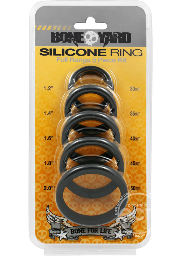 Boneyard Silicone Ring Cock Rings Full Range Kit (5 Piece Kit) - Black